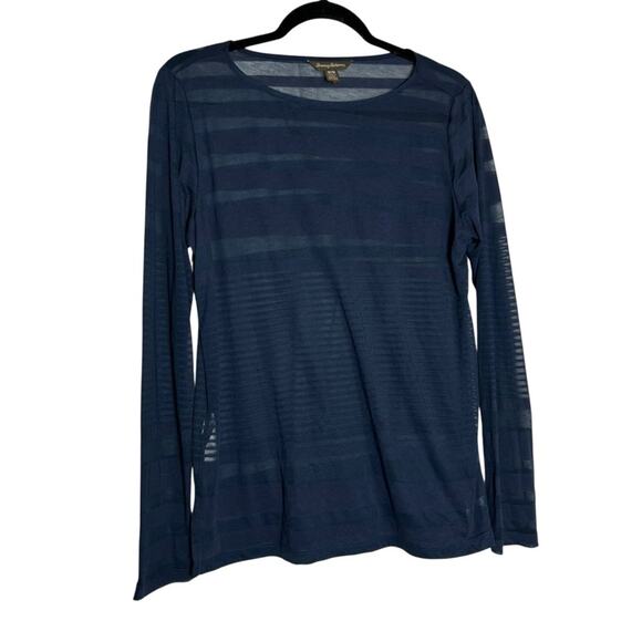 Tommy Bahama Blue Semi Sheer Long Sleeve Tee T Shirt Size Medium - Picture 1 of 4